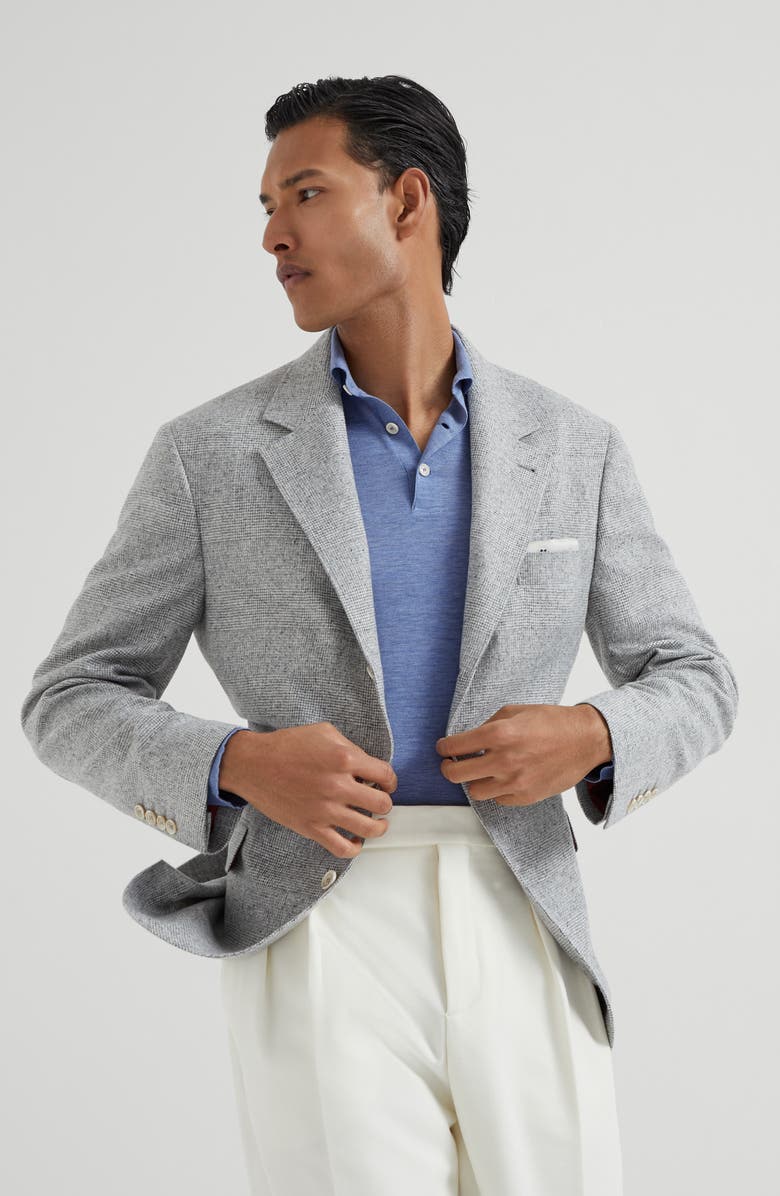 Brunello Cucinelli Lightweight knit Polo, Alternate, color, Denim