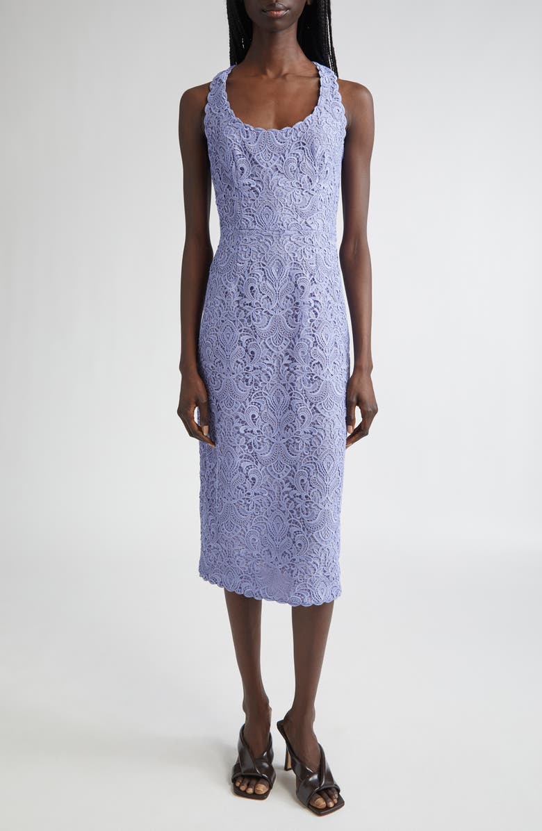 Etro Guipure Lace Midi Dress, Main, color, Glicine 2