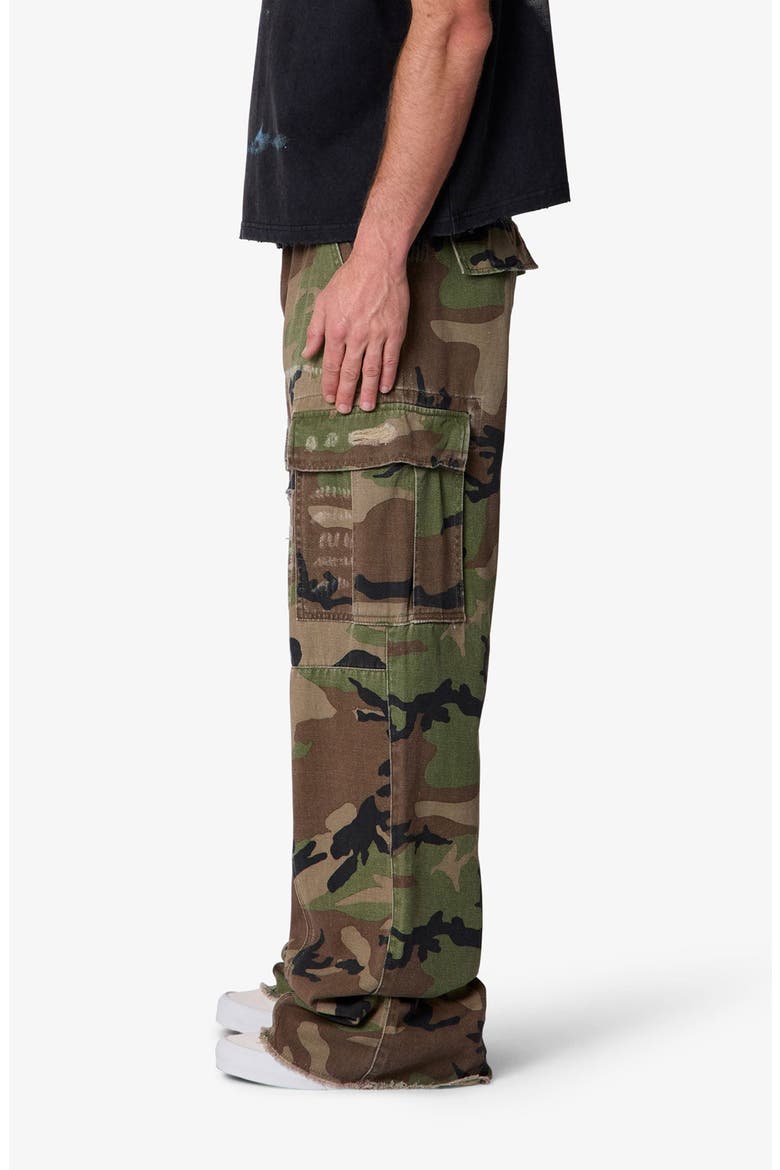 Distressed Wide Leg Camo Cargo Pants, Alternate, color, CAMO
