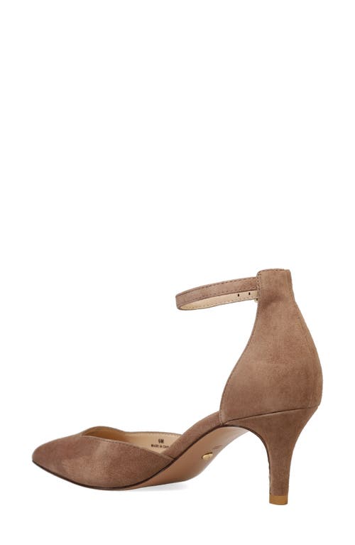 Pelle Moda Kendal Ankle Strap Pointed Toe Kitten Heel Pump In Brown