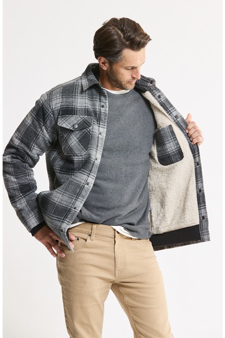 Shirt Jacket with Faux Fur Lining, Alternate, color, GREY BLACK PLAID