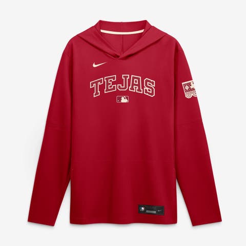 Men's Nike Red Texas Rangers 2026 City Connect Dri-FIT Long Sleeve Hooded T-Shirt