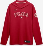 Nike Men's Nike Red Texas Rangers 2026 City Connect Dri-FIT Long Sleeve Hooded T-Shirt