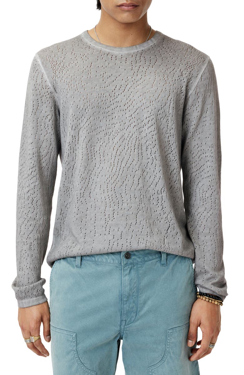 John Varvatos Camden Open Stitch Organic Cotton Sweater, Alternate, color, Smoked Pearl Grey