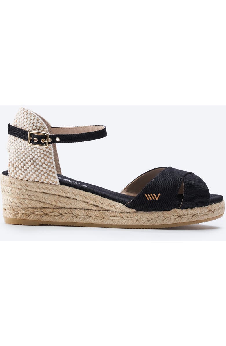 VISCATA Salina Canvas Espadrille Sandal Wedges, Main, color, Black