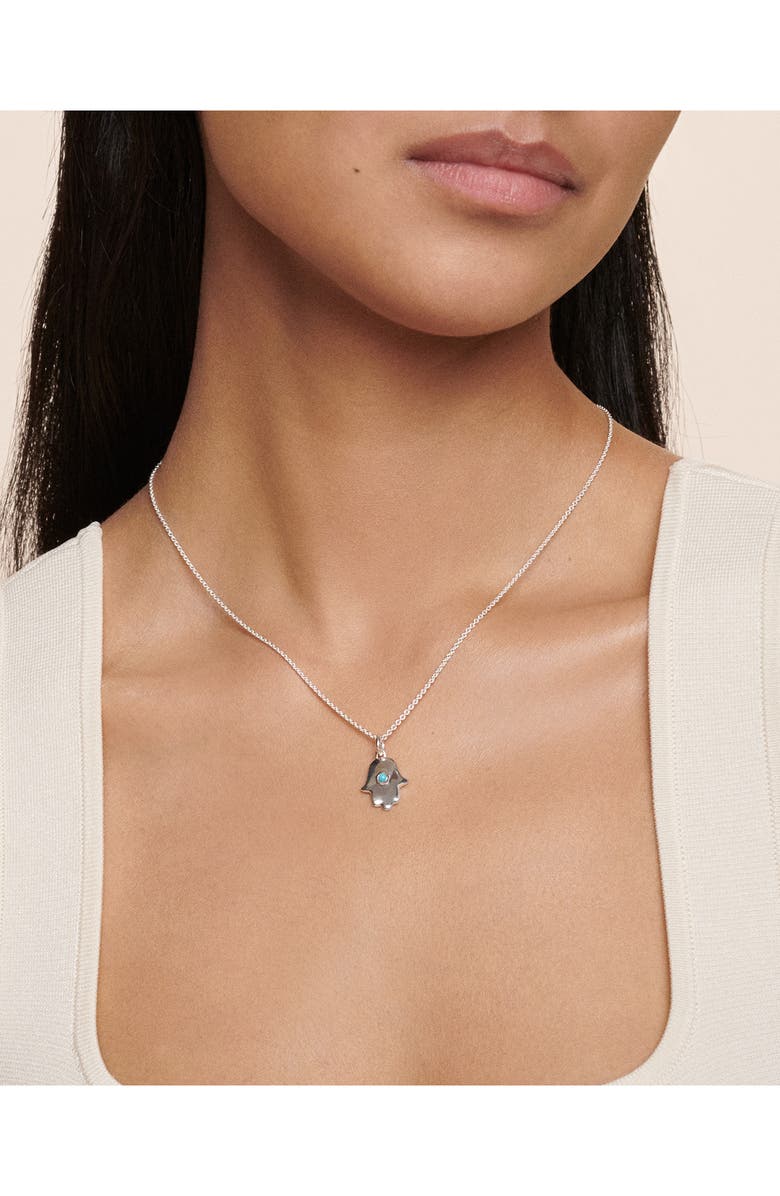 Monica Vinader Talismans Hamsa Pendant Necklace, Alternate, color, Silver