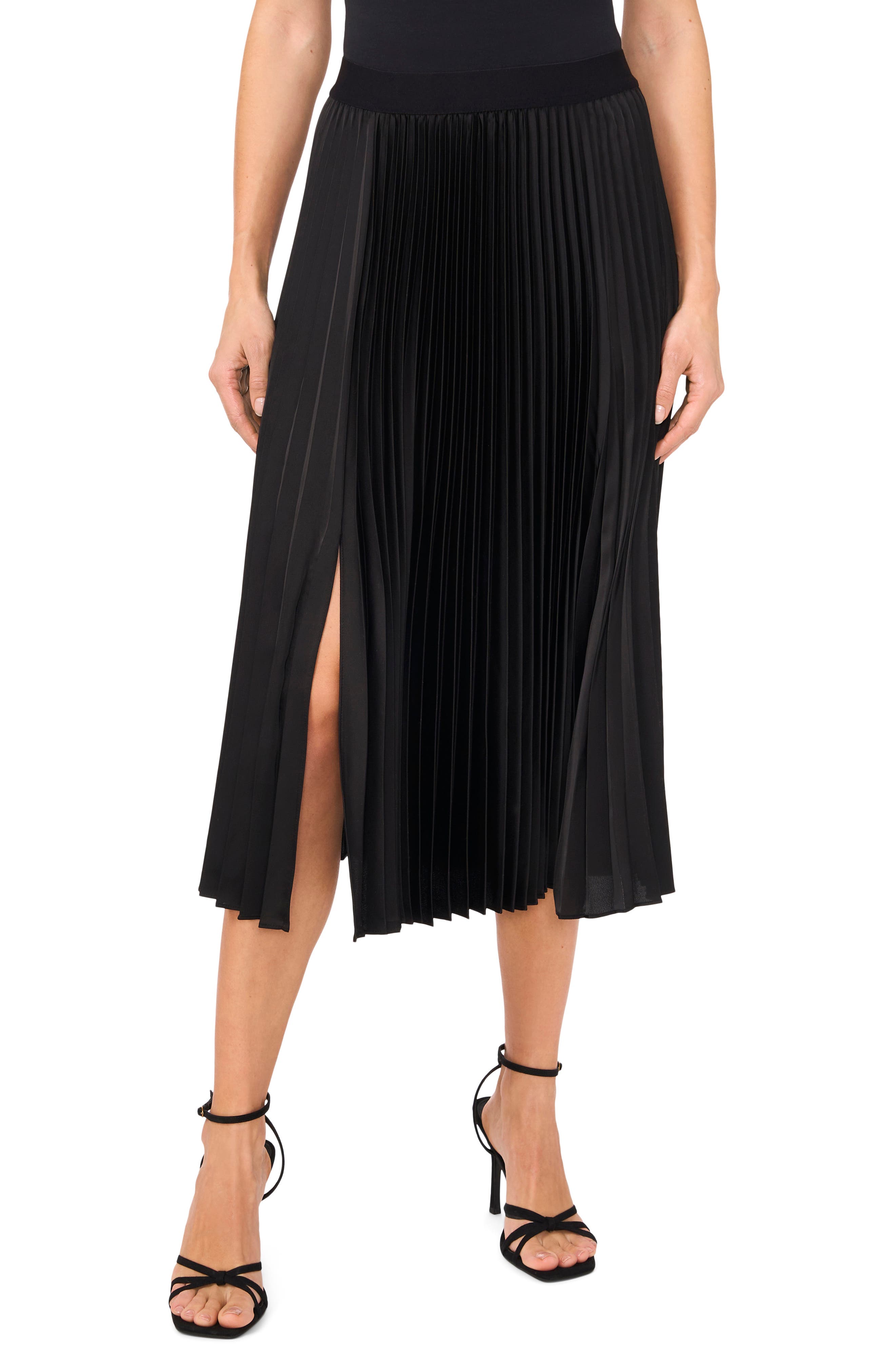 Halogen® Pleated Slit Hem Midi Skirt
