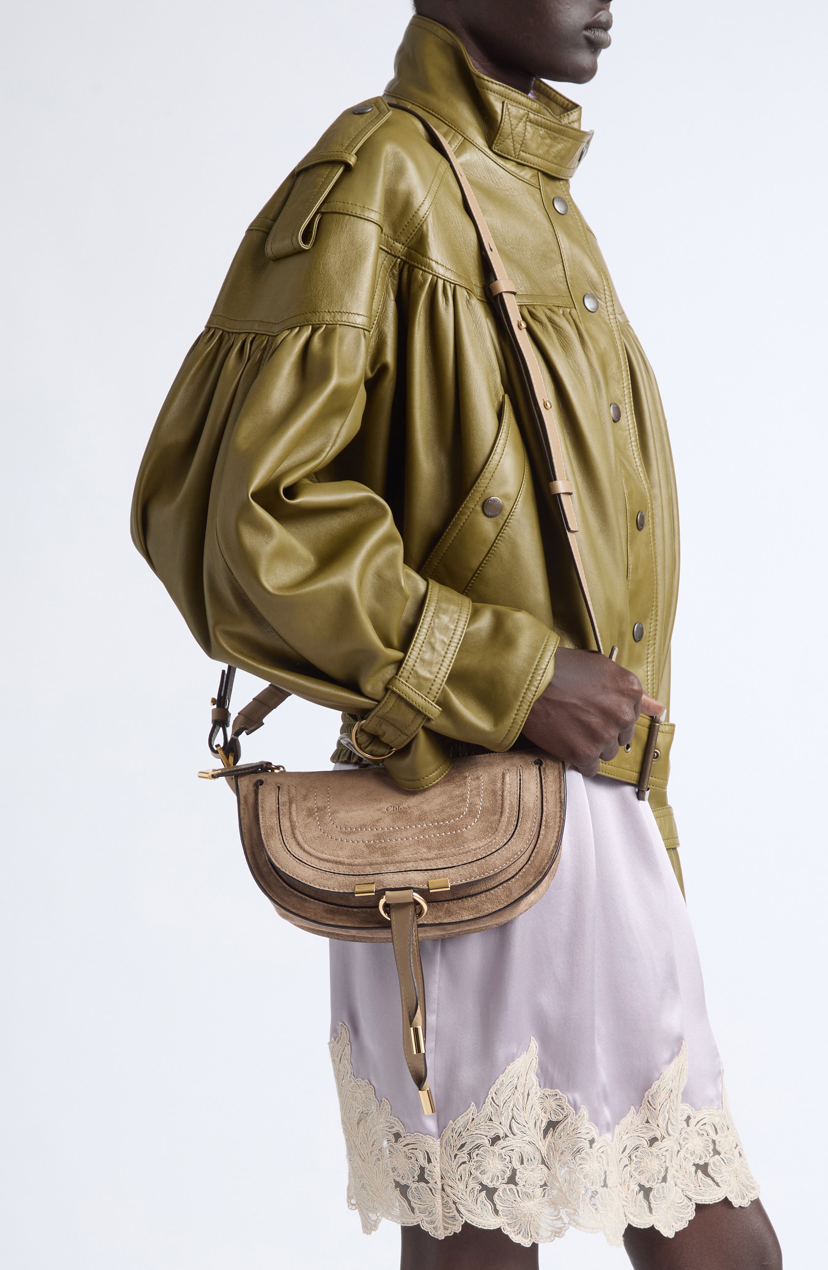 Mini Marcie Suede Camera Shoulder Bag, Alternate, color, BOYISH BROWN