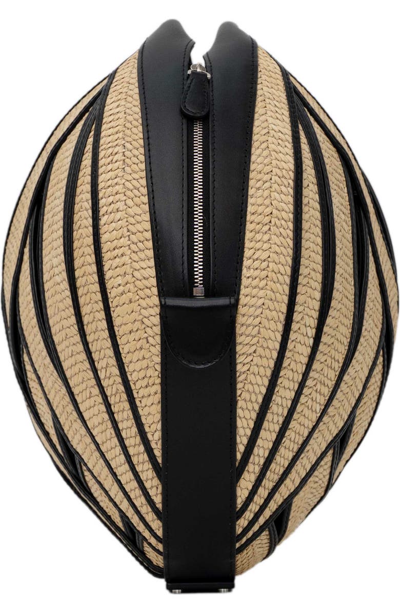 PERRIN PARIS Le Panier Handbag Raphia, Alternate, color, Raphia Beige / Black