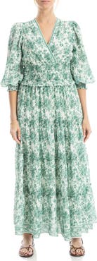 MAX STUDIO Surplice Neck Smocked Waist Maxi Dress