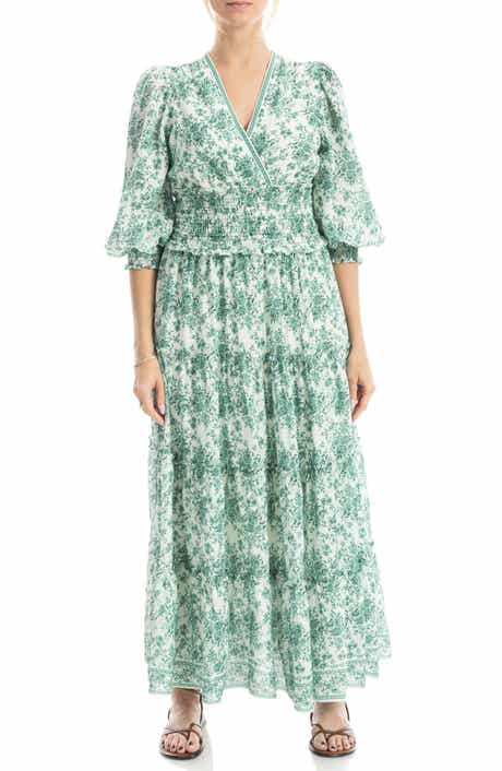 MAX STUDIO Surplice Neck Smocked Waist Maxi Dress