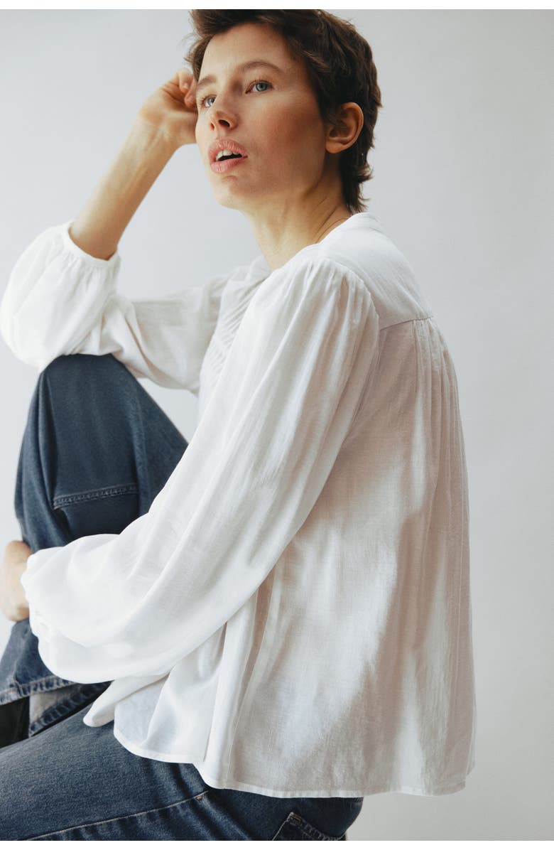 H&M Pintucked Blouse, Alternate, color, White