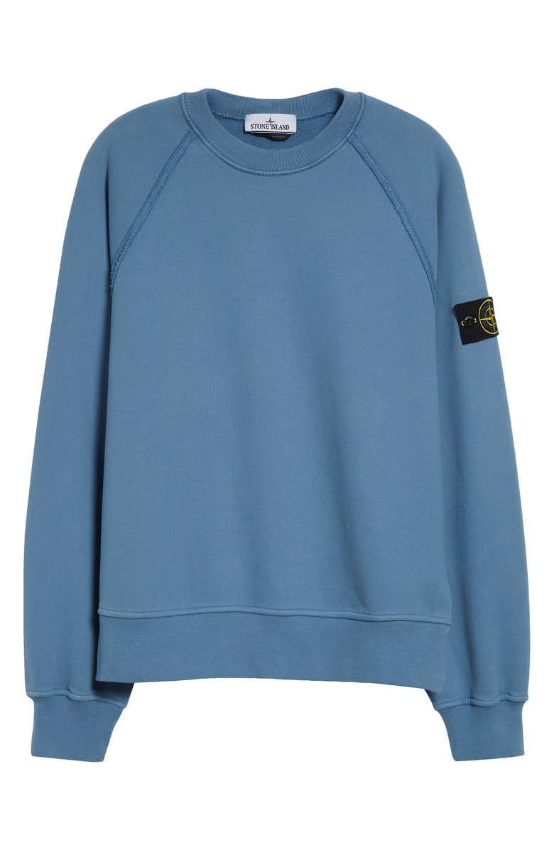 Stone Island Compass Logo Patch Raglan Sleeve Fleece Sweatshirt, Alternate, color, V002b Blue
