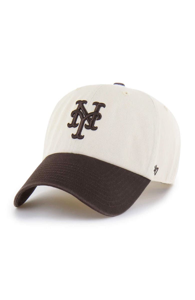 '47 Men's '47  Natural/Brown New York Mets Two-Tone Fashion Clean Up Adjustable Hat, Main, color, Natural