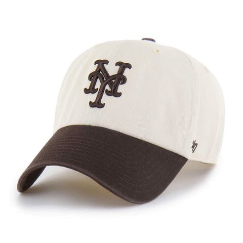 Men's '47  Natural/Brown New York Mets Two-Tone Fashion Clean Up Adjustable Hat