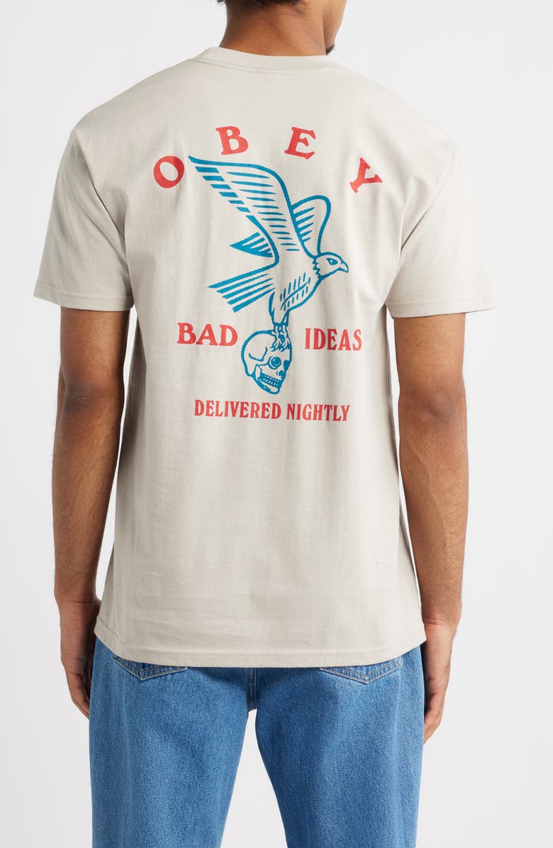 Obey Bad Ideas Eagle Graphic T-Shirt, Alternate, color, Silver Grey