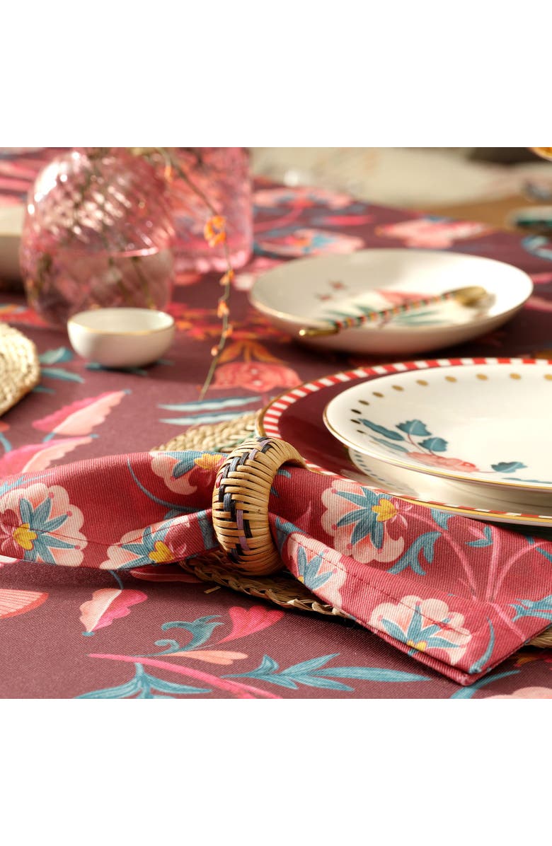 Zsa Zsa Zsu Lotus Wood Napkin Ring Set Of 6, Alternate, color, Red