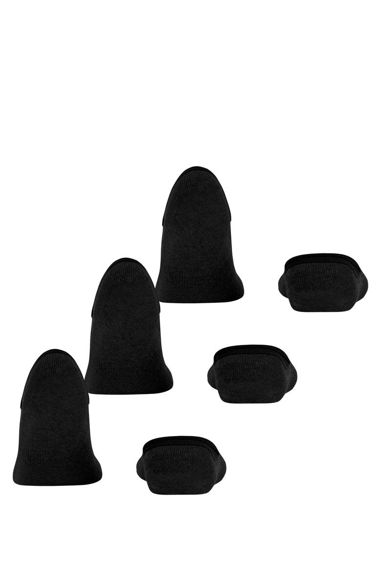 Falke Step Cotton 3-Pack High Cut No Show Socks, Alternate, color, Black
