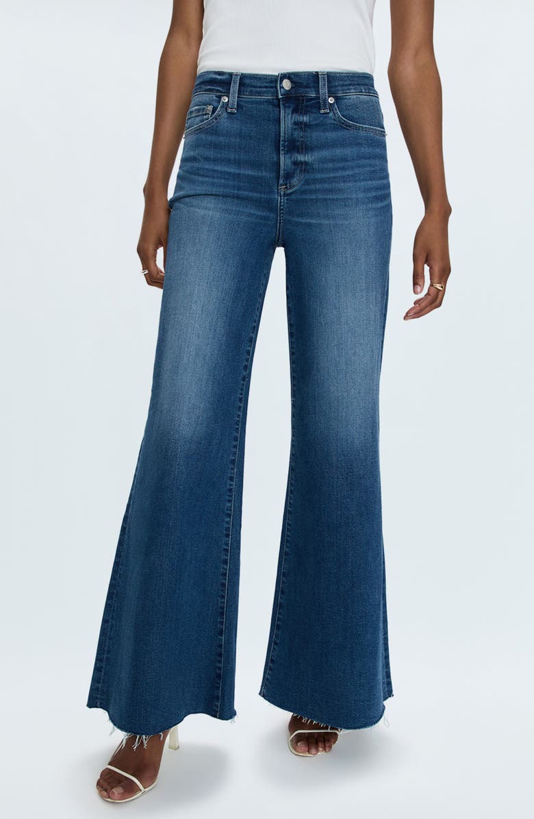 Pistola Izzy High Waist Raw Hem Wide Leg Flare Jeans, Alternate, color, Study