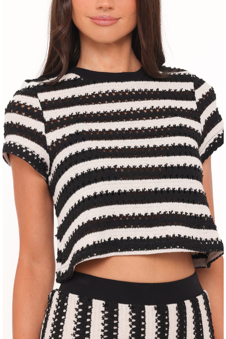 Jaden Knit Crop Top & Maxi Skirt Set, Alternate, color, BLACK/ WHITE STRIPE