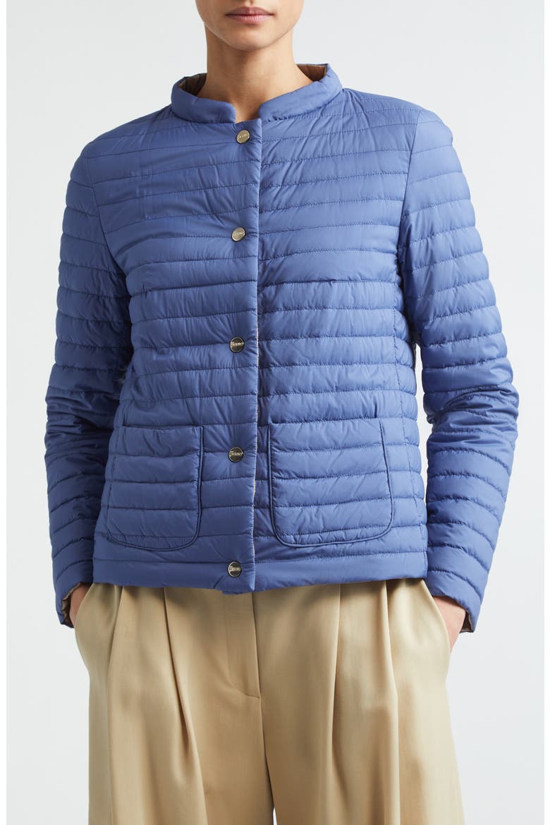 Matte to Shiny Reversible Down Puffer Jacket, Main, color, 9126 SKY BLUE TO TAUPE
