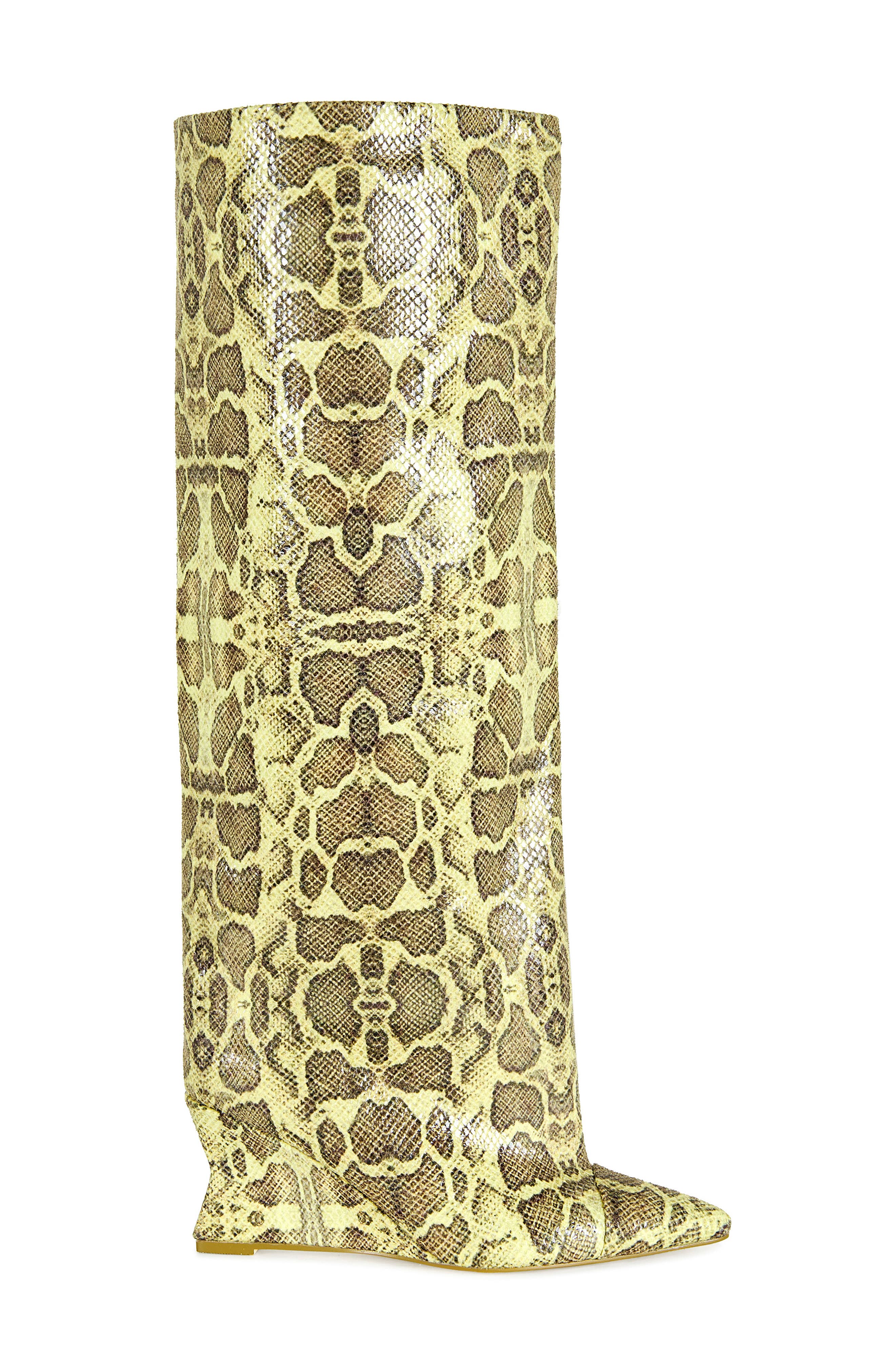Kenya Wide Shaft Wedge Boot, Alternate, color, YELLOW MULTI