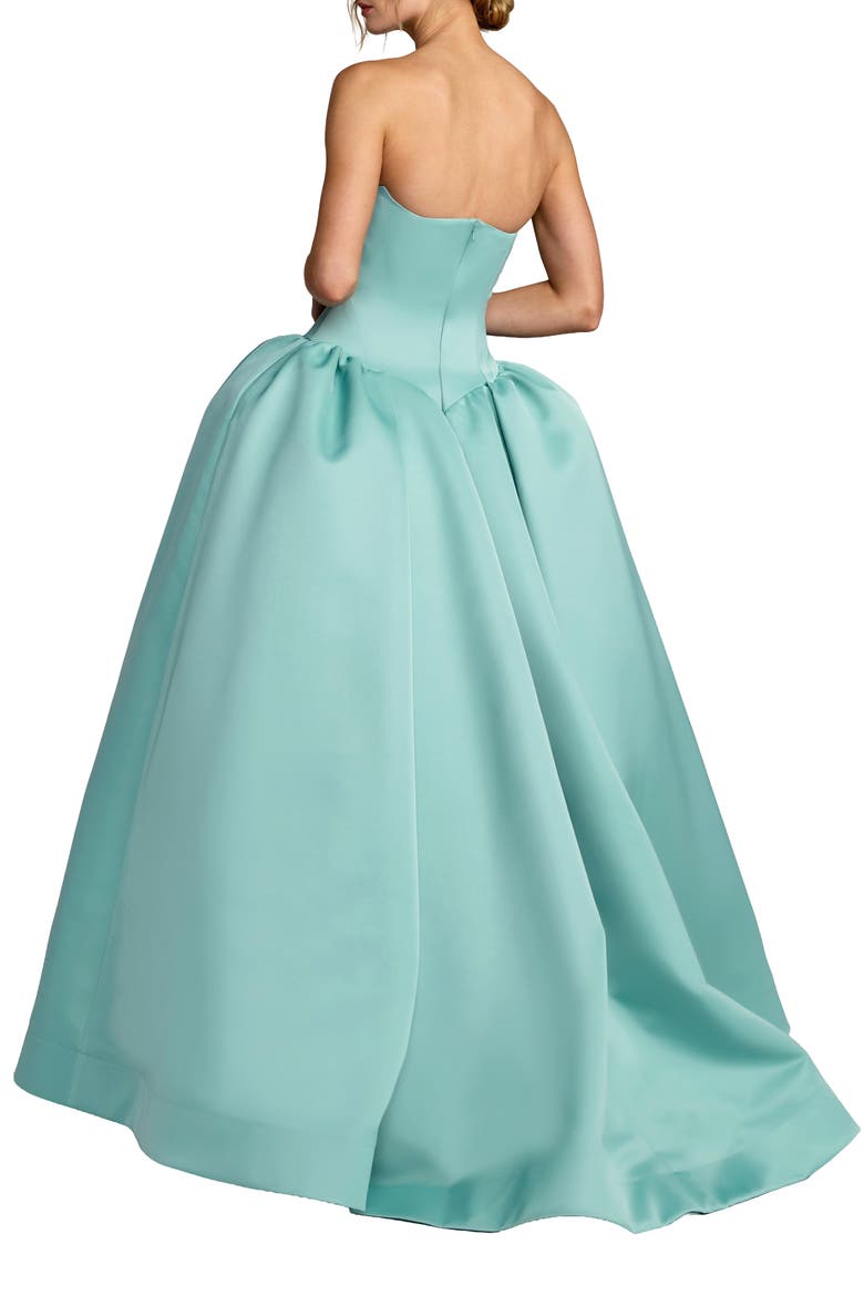 Strapless Sweetheart Satin Ball Gown with Pockets, Alternate, color, Seafoam