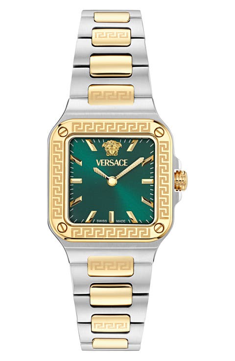 Greca Edge Two-Tone Bracelet Watch, 30mm x 30mm