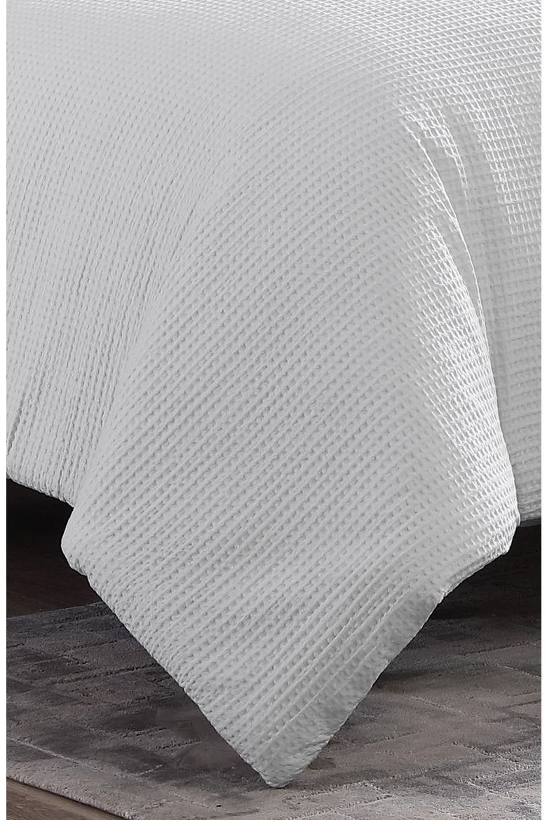 Waffle Piqué Duvet Cover & Shams Set, Alternate, color, CHALK