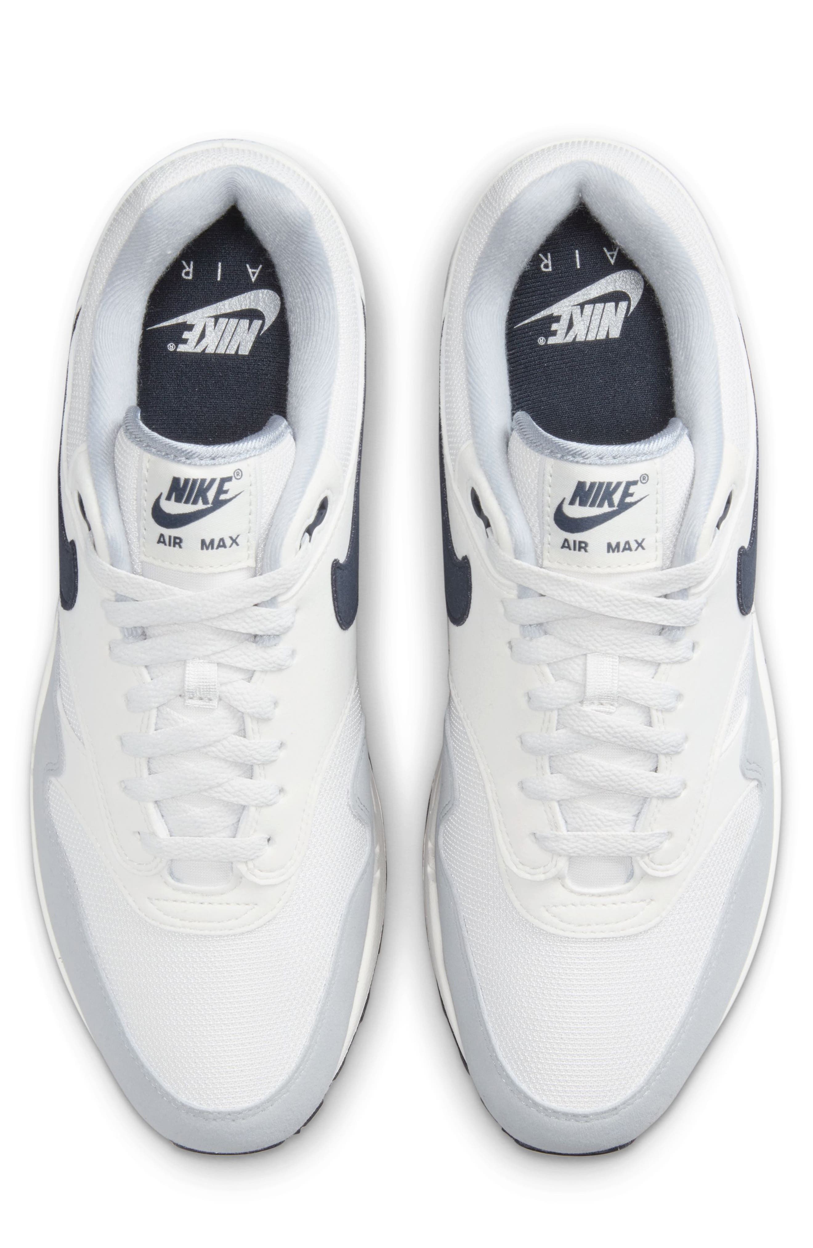 Air Max 1 Sneaker, Alternate, color, 002 PLTTNT/DKOBS
