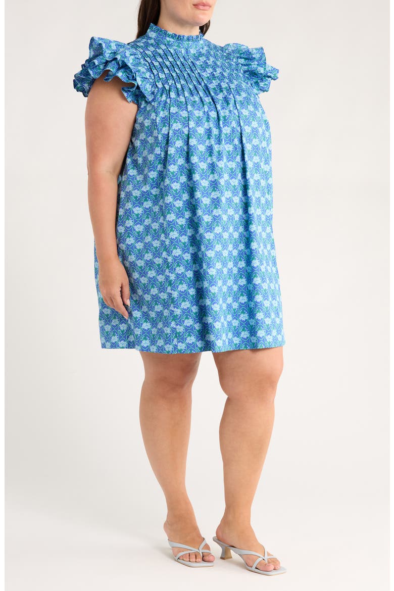 Driftwood Floral Ruffle Shift Dress, Alternate, color, BLUE-GREEN