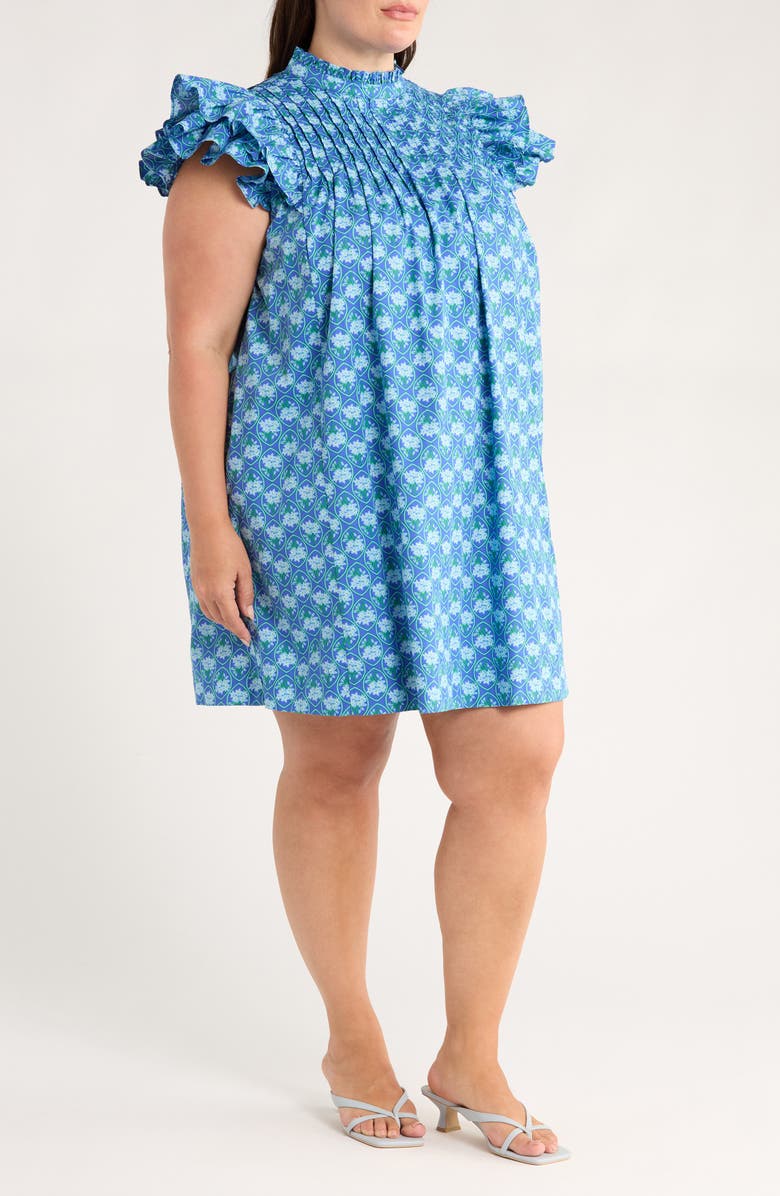 SUGARLIPS Driftwood Floral Ruffle Shift Dress, Alternate, color, Blue-Green