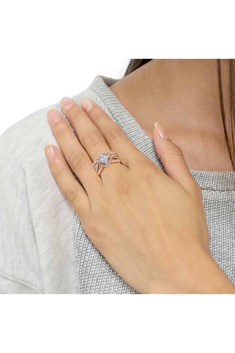 Two-Tone 10KT Gold 1 1/2 cttw Diamond Bypass Cocktail Ring, Alternate, color, White