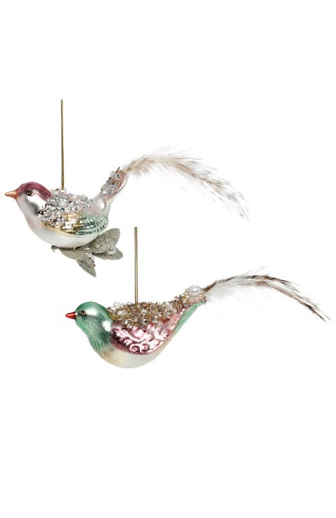 Elegant Bird Ornament, Set of 6