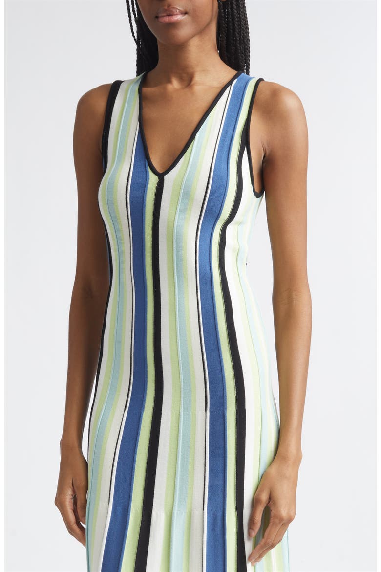 Fifi Vertical Stripe A-Line Knit Midi Dress, Alternate, color, OCEAN/ KEYLIME MULTI