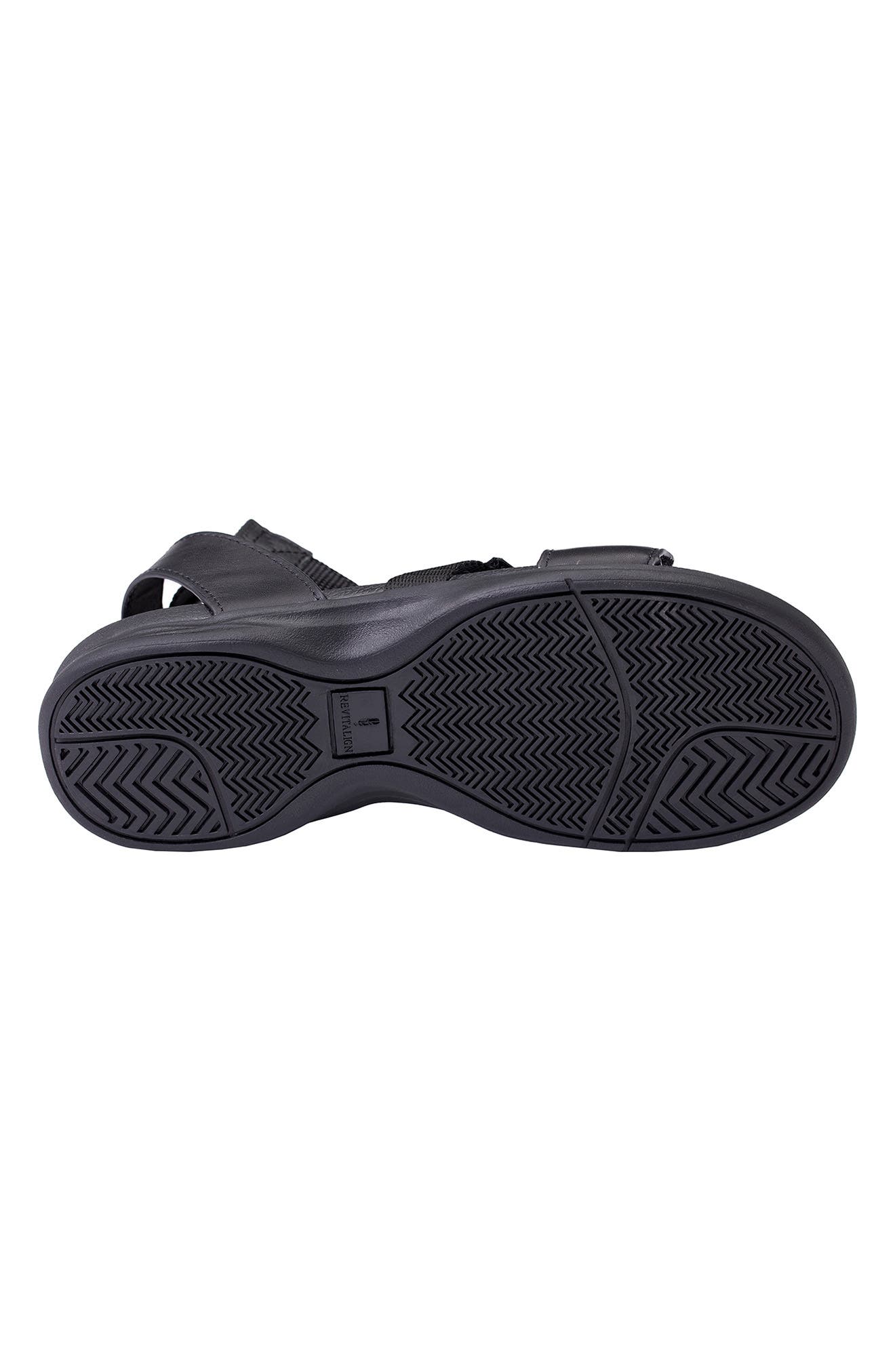 Webbed Orthotic Leather Sandal, Alternate, color, BLACK / BLACK