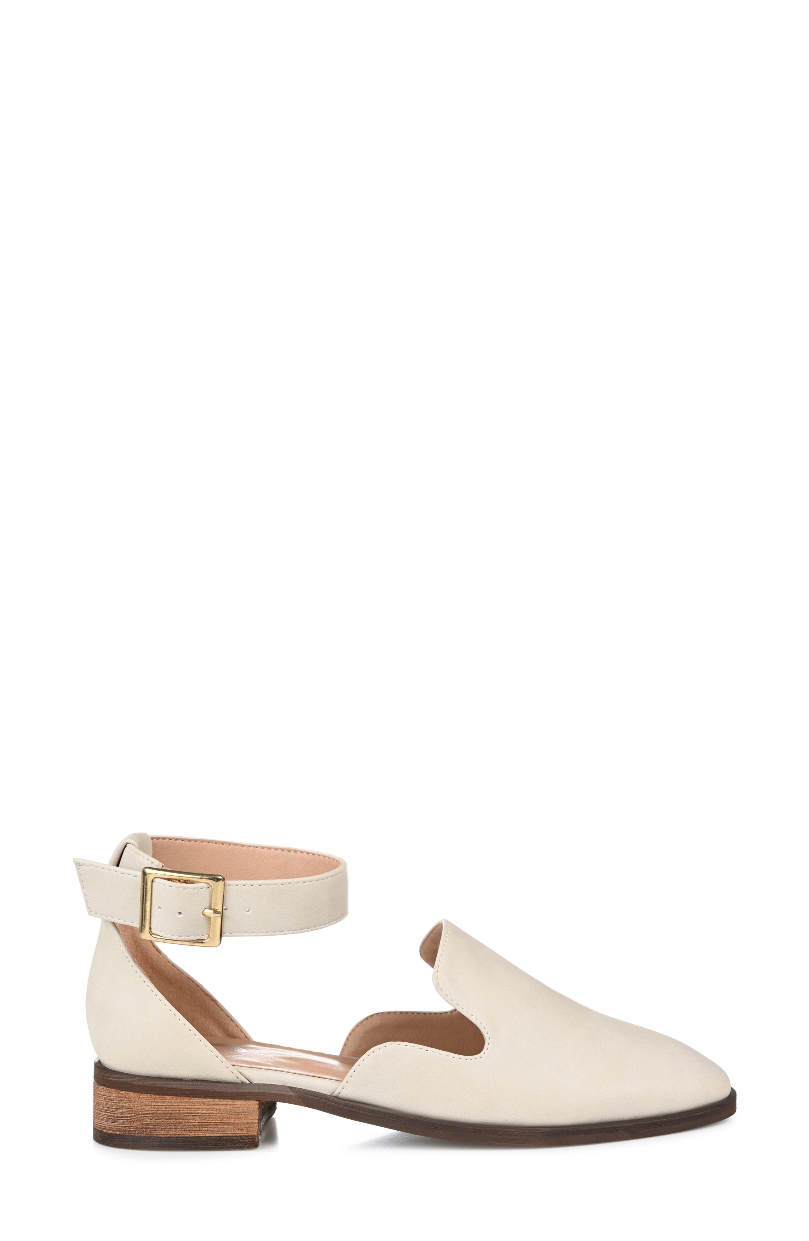 Journee Collection JOURNEE Loreta Ankle Buckle Flat, Alternate, color, Ivory