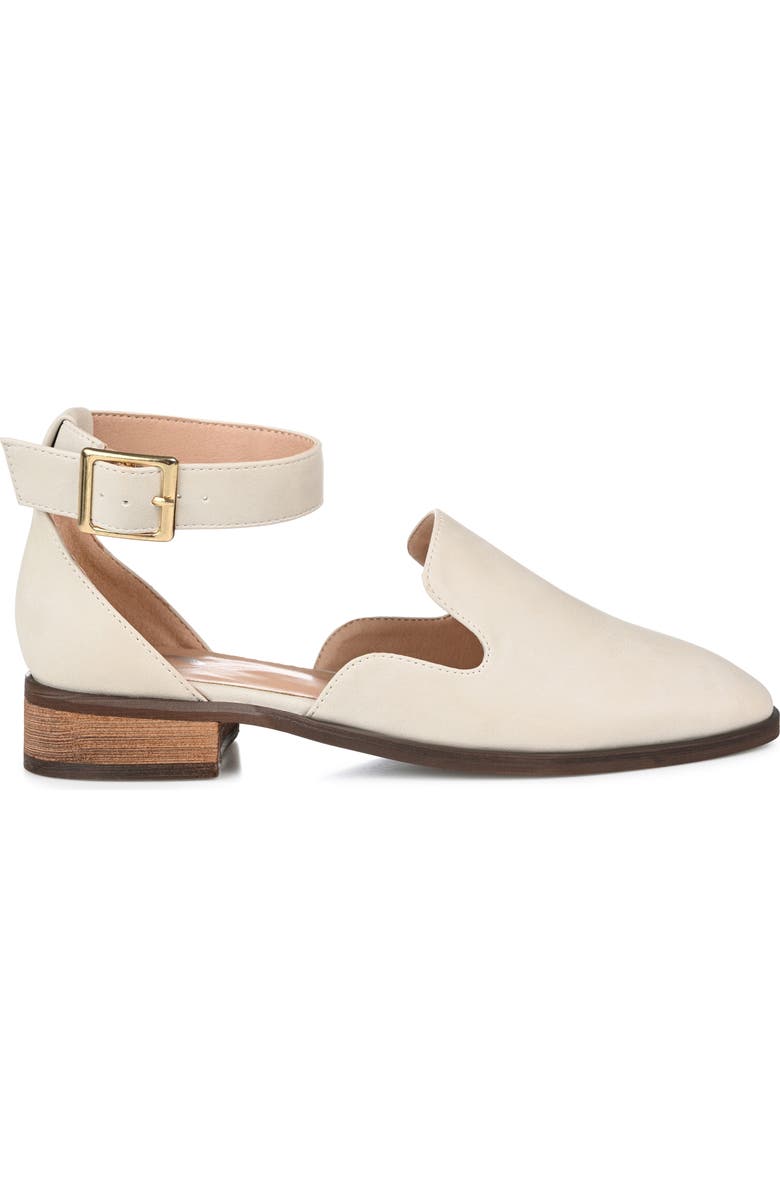 Journee Collection JOURNEE Loreta Ankle Buckle Flat, Alternate, color, Ivory