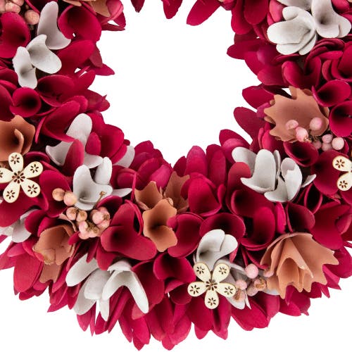 Northlight Wooden Floral Spring Wreath With Berries In Red