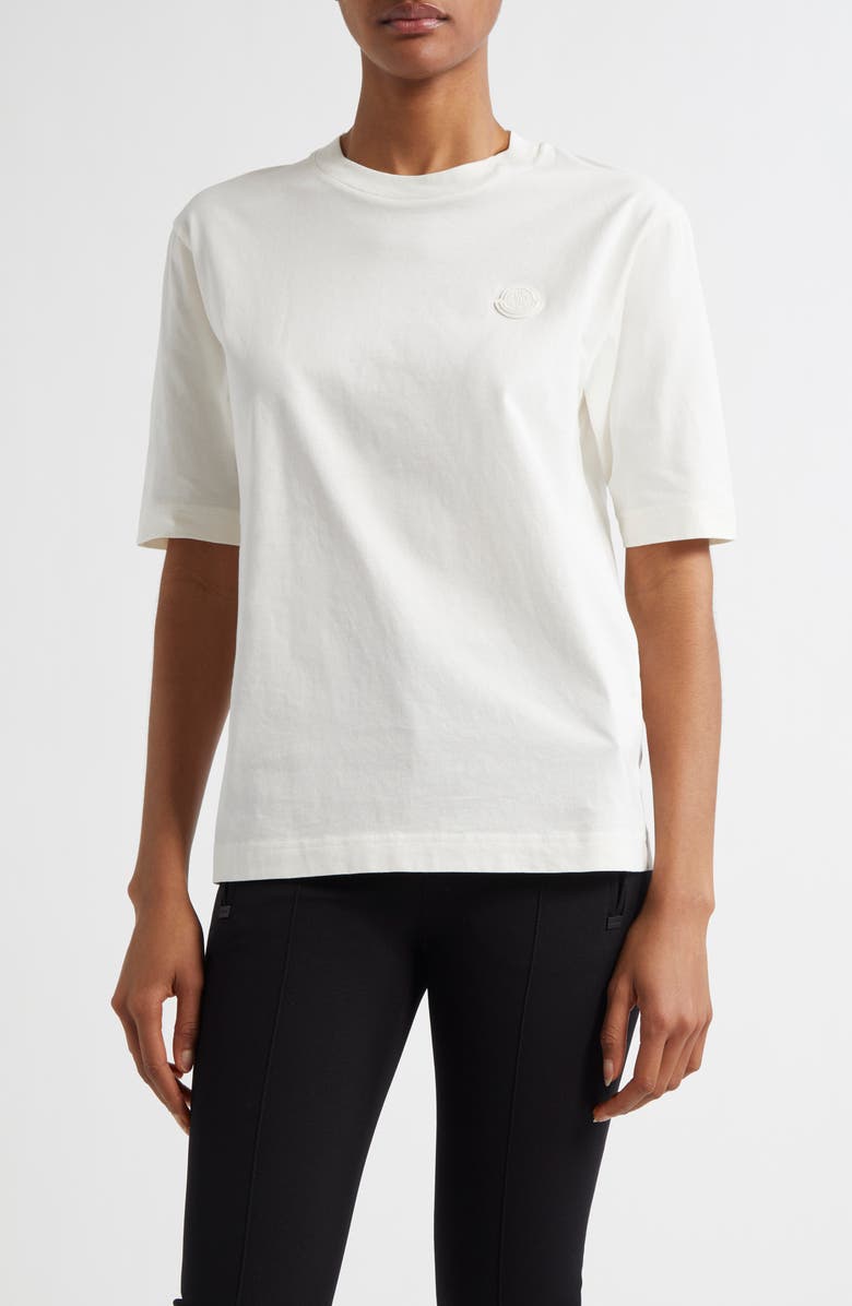 Moncler Logo Patch Cotton T-Shirt, Main, color, 