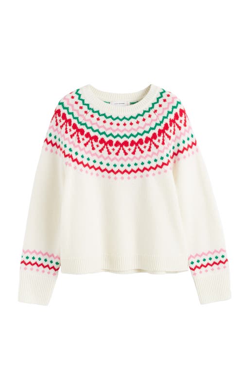 Chinti & Parker Wool-cashmere Bow Fairisle Sweater In Gold