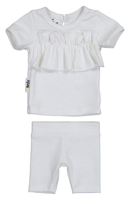 Maniere Manière Kids' Ruffle Top & Bike Shorts Set In Gray