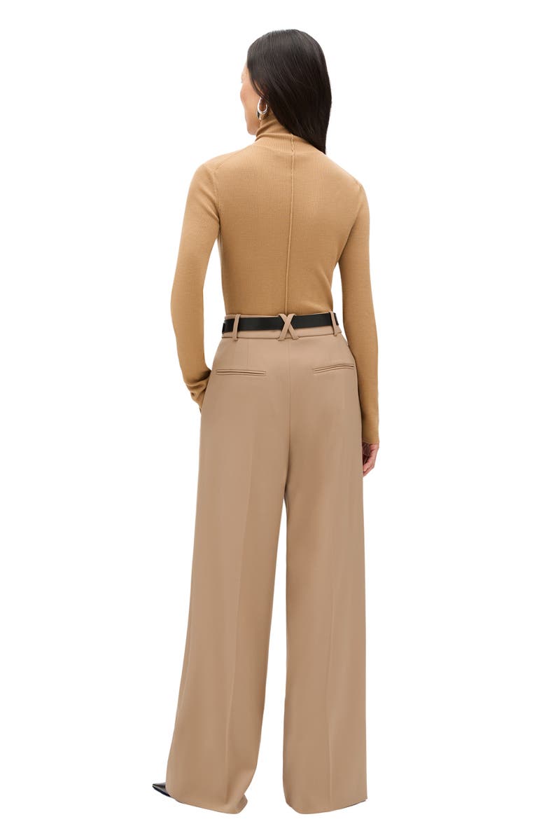 Another Tomorrow Twill Pleated Trouser, Alternate, color, Camel