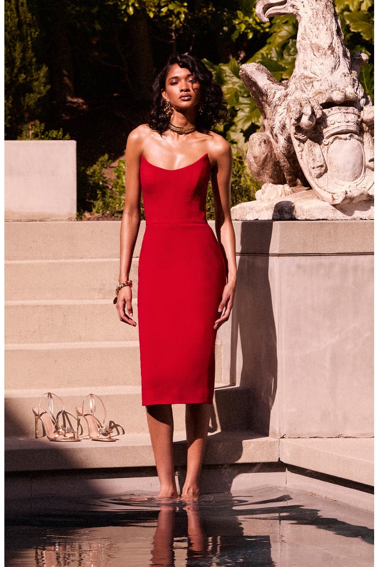 Celia Strapless Cocktail Sheath Dress, Alternate, color, RED