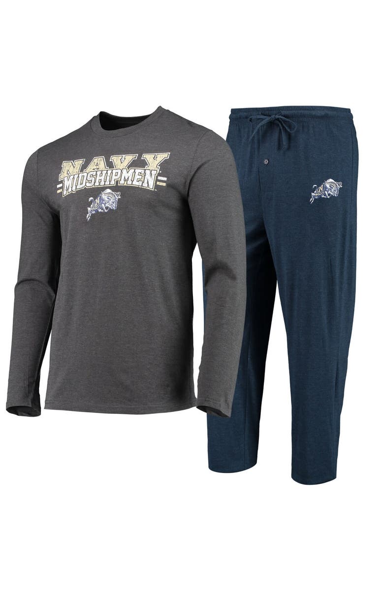 CONCEPTS SPORT Men's Concepts Sport Navy/Heathered Charcoal Navy Midshipmen Meter Long Sleeve T-Shirt & Pants Sleep Set, Main, color, 