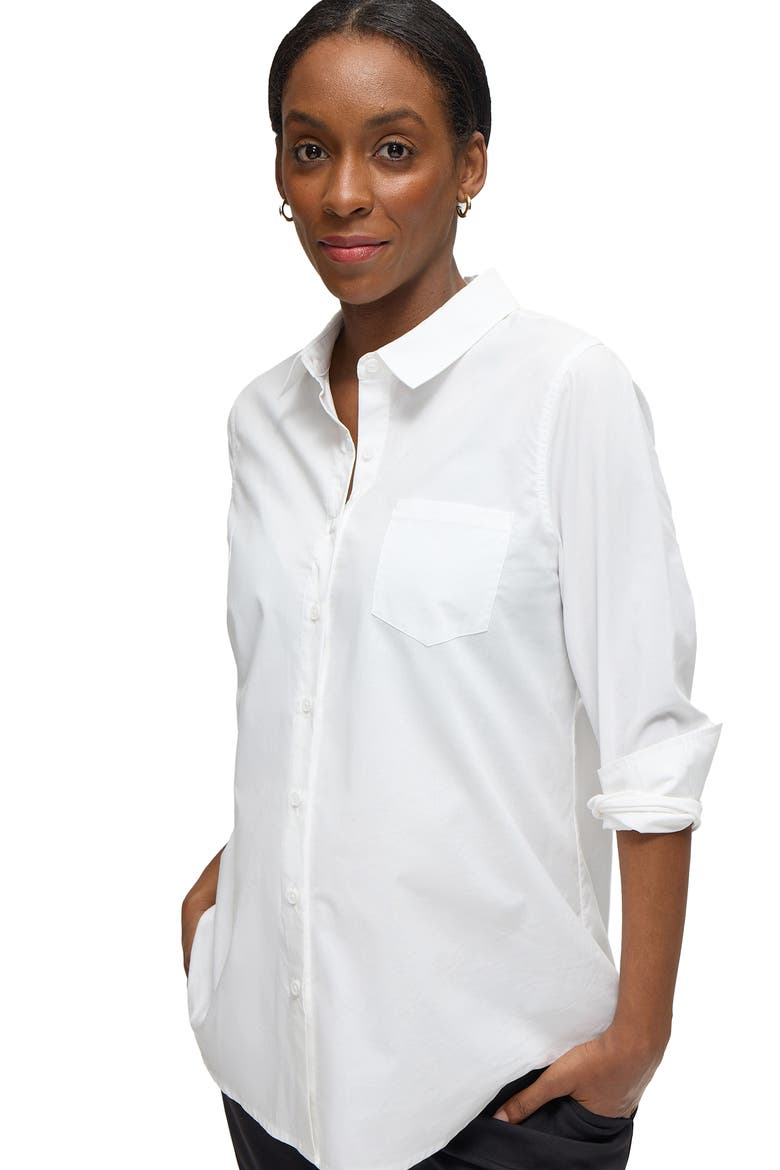 Maternity Poplin Button Down, Alternate, color, White