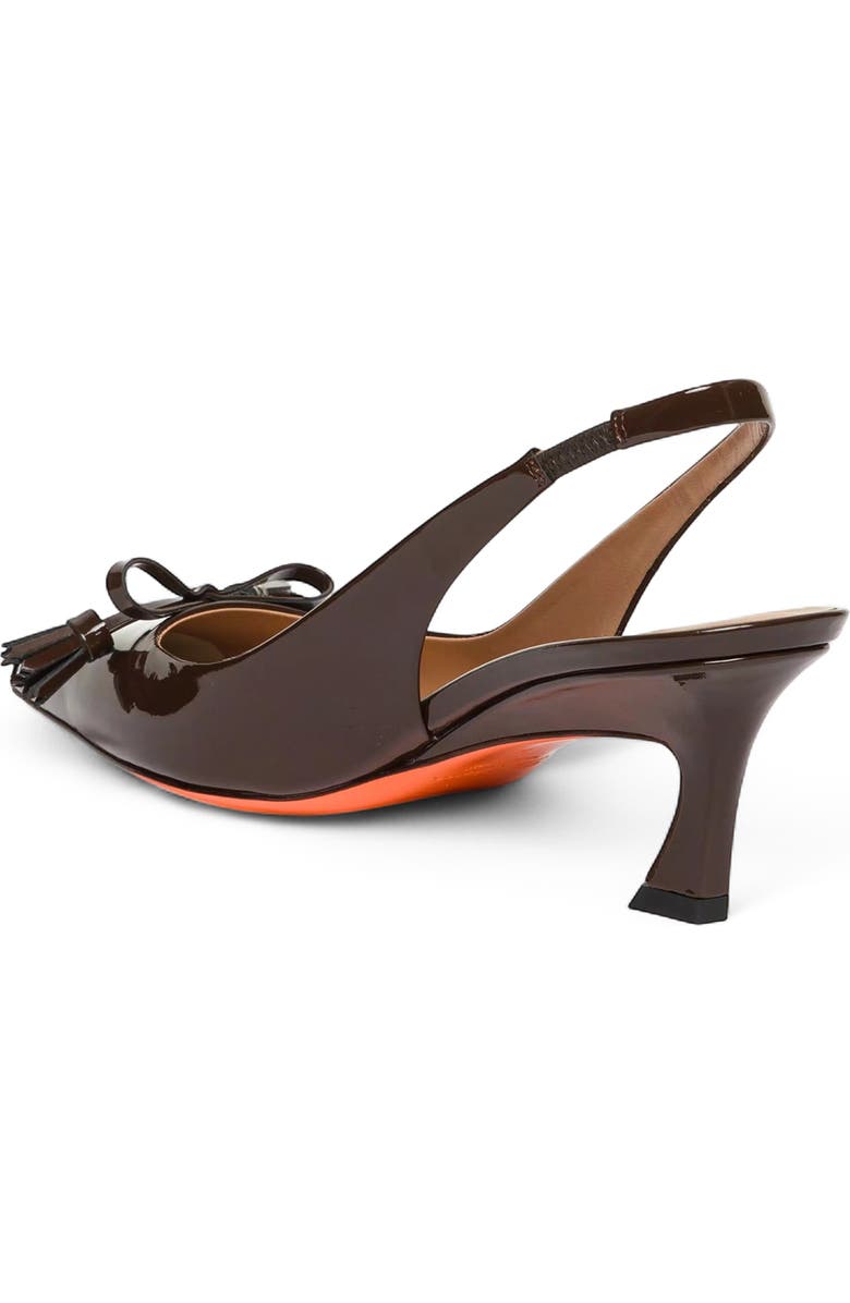Santoni Patent Leather Mid-Heel Slingback, Alternate, color, Brown