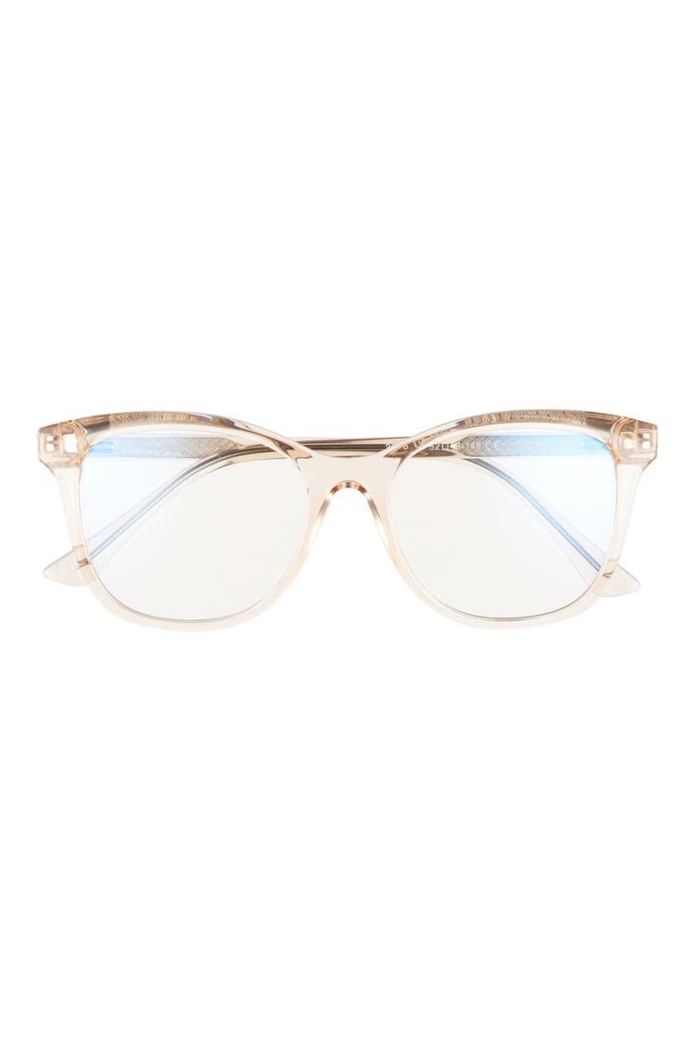 Dallas 52mm Round Blue Light Blocking Glasses, Main, color, CHAMPAGNE/ CLEAR