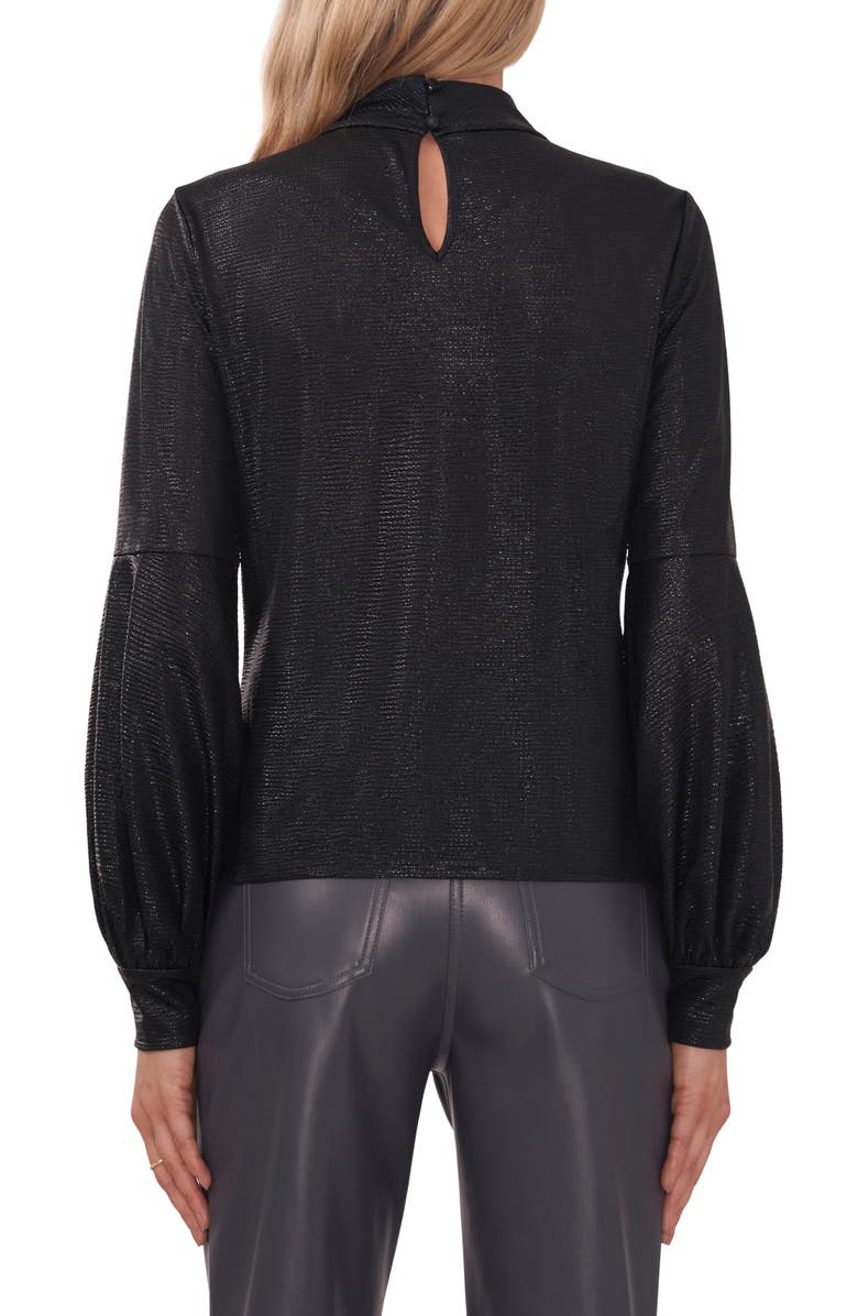 Halogen<sup>®</sup> Metallic Mock Neck Cutout Top, Alternate, color, Rich Black