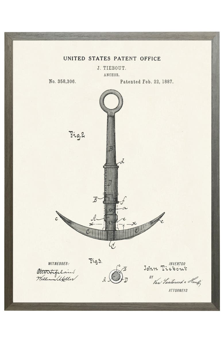 Antique Curiosities Anchor Patent in Black Frame, Main, color, NO COLOR